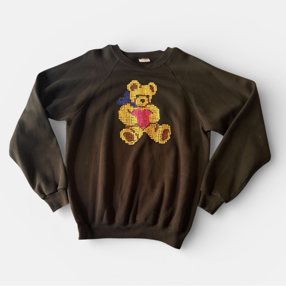 Vintage 80s Sweatshirt with sequin teddy bear